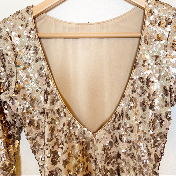 Dress The Population Bodycon Sequin Low Back Mini Dress Size Small - Picture 8 of 13